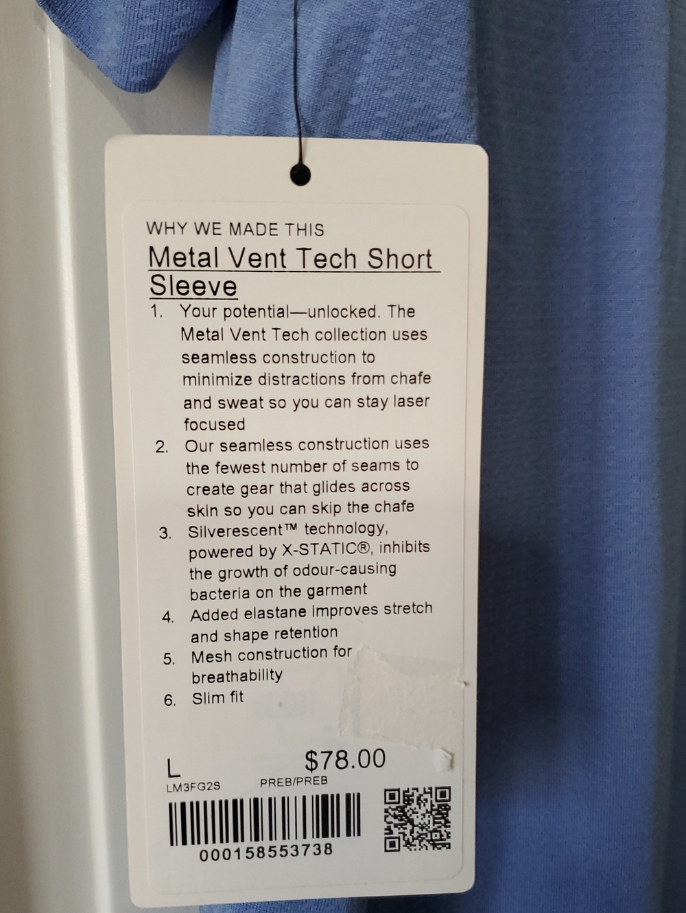 NWT lululemon Metal Vent Prep Blue Short Sleeve Shirt Mens SZ L - Picture 3 of 3